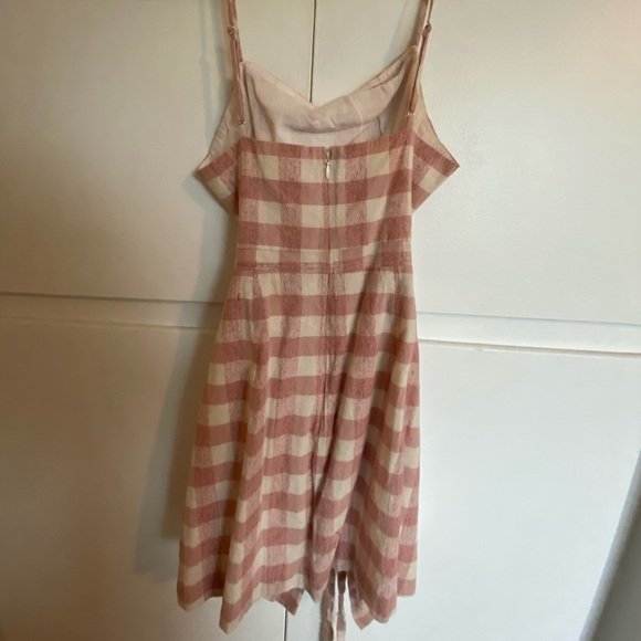 pink gingham open front mini dress - Picture 4 of 5